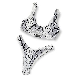 SHEIN Snakeskin Print Bikini Buckle Front Cheeky Size Small